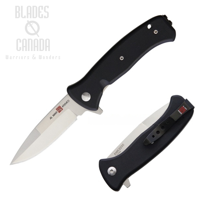 (image for) Al Mar Mini SERE 2020 Flipper Folding Knife, Assisted Opening, D2, G10 Black, AMK2200